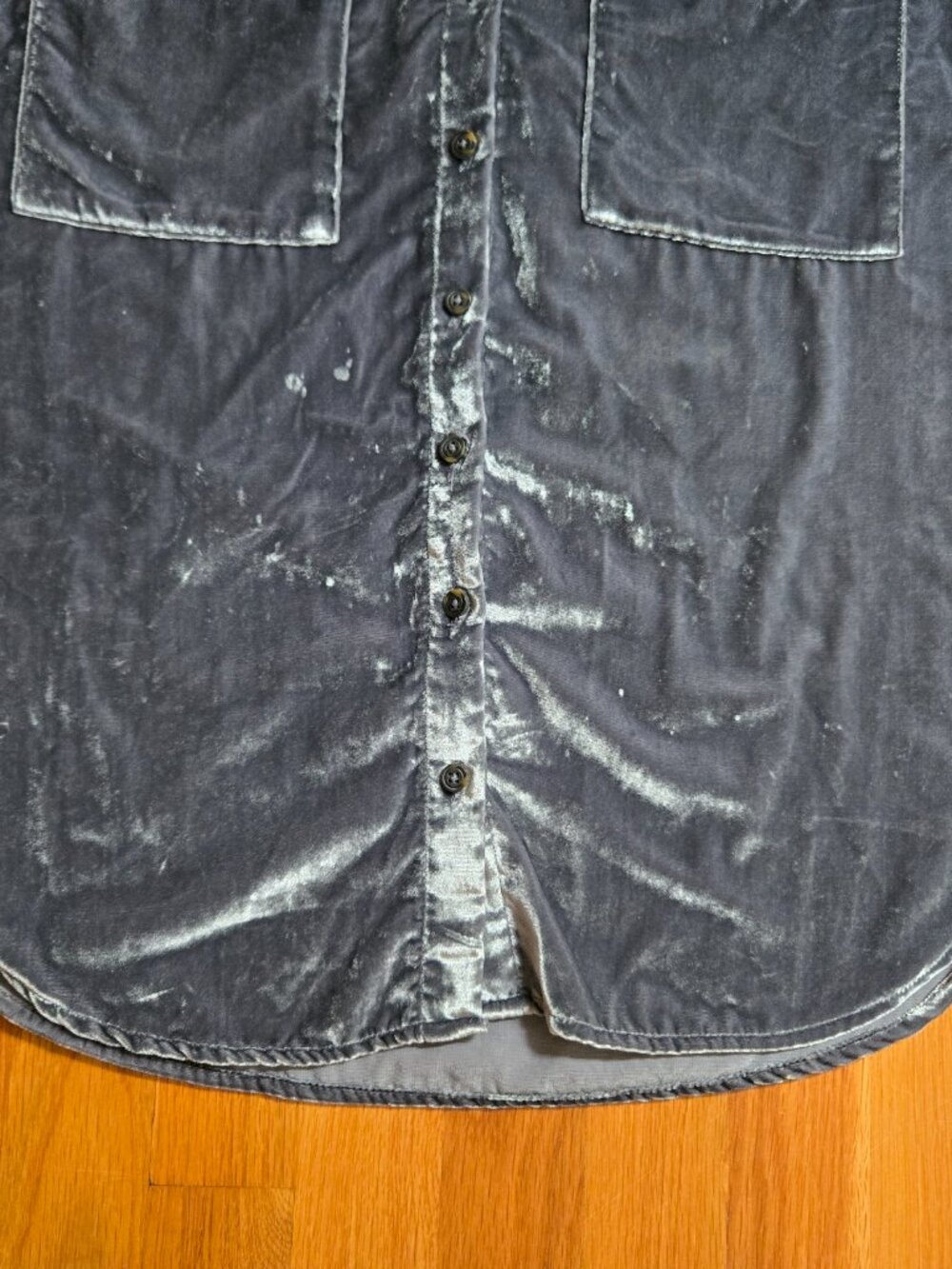 Pilcro Gray Velvet Button Down Shirt, Size M - Picture 5 of 7